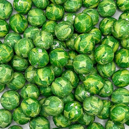 Milk Chocolate Sprouts 500g - Foil Wrapped Christmas Chocolate Balls - 18mm Solid Chocolate Brussel Sprouts For Festive Table Decorations or Stocking Fillers - Lynton
