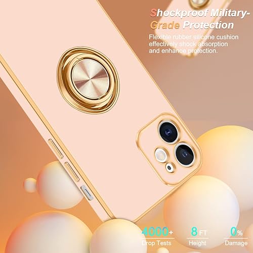 Miniatura 5 de Fingic Funda para iPhone 12, iPhone 12 con soporte de anillo de 360 para mujeres y niñas, soporte magnético, soporte magnético a prueba de golpes,