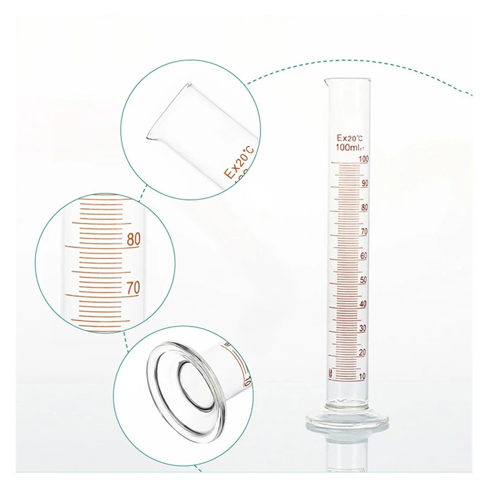 Cilindro graduato in vetro con tappo graduato(20ML)