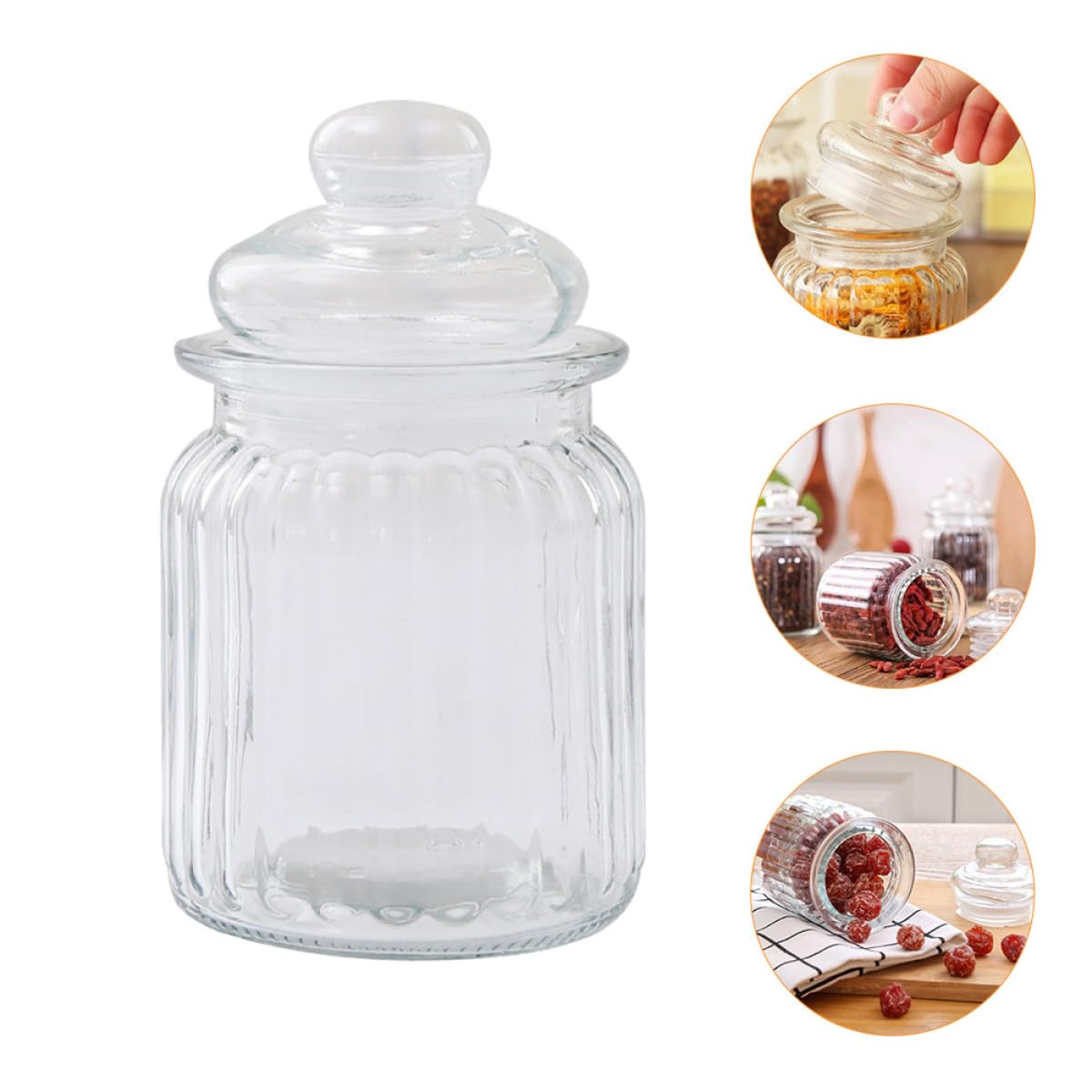 Multifunktionale Glasaufbewahrungsbehälter 230ml Vorratsdosen aus Glas mit Hoher Festigkeit 4 Stück für Küche und