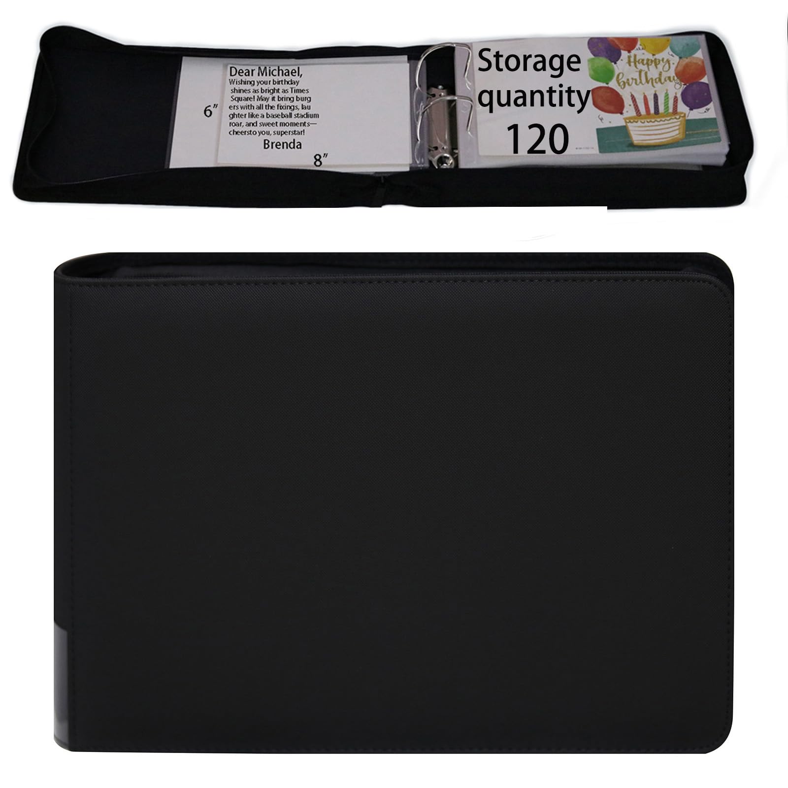 Amazon.com: greeting card organizer binder and birthday card holder  book,christmas card photo album,binder for greeting cards with  sleeves,Suitable for 5x7in, 4x6in, 3x5in cards holds 120 cards (black) :  Home & Kitchen