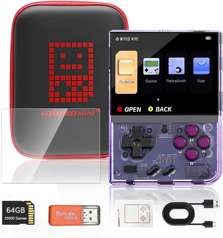 Miyoo Mini Plus, Handheld Game Console with 64G TF Card 10000+Games, 3.