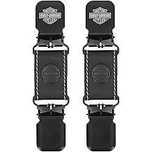 Men's Etched Bar &amp; Shield Logo Leather Boot Clips &ndash; Black