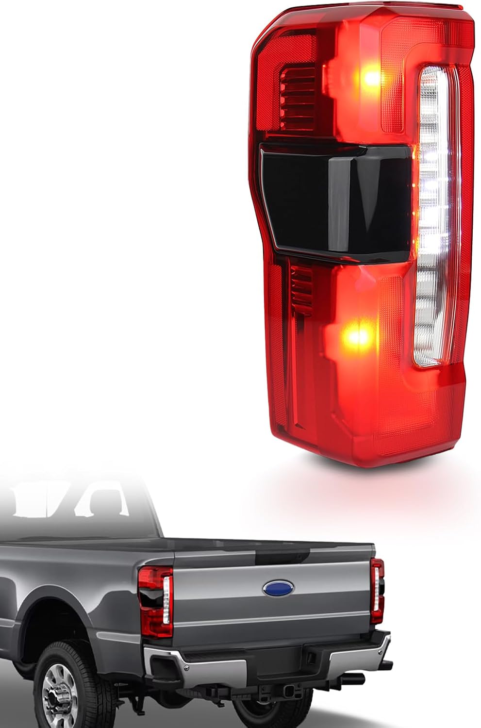 Halogen Type Tail Light Compatible with 2023 2024 2025 Ford F250 F350 Super Duty w/Blind Spot, Module Not Included,Rear Taillights Left Driver Side Replace OE:PC3Z13405B FO2800294