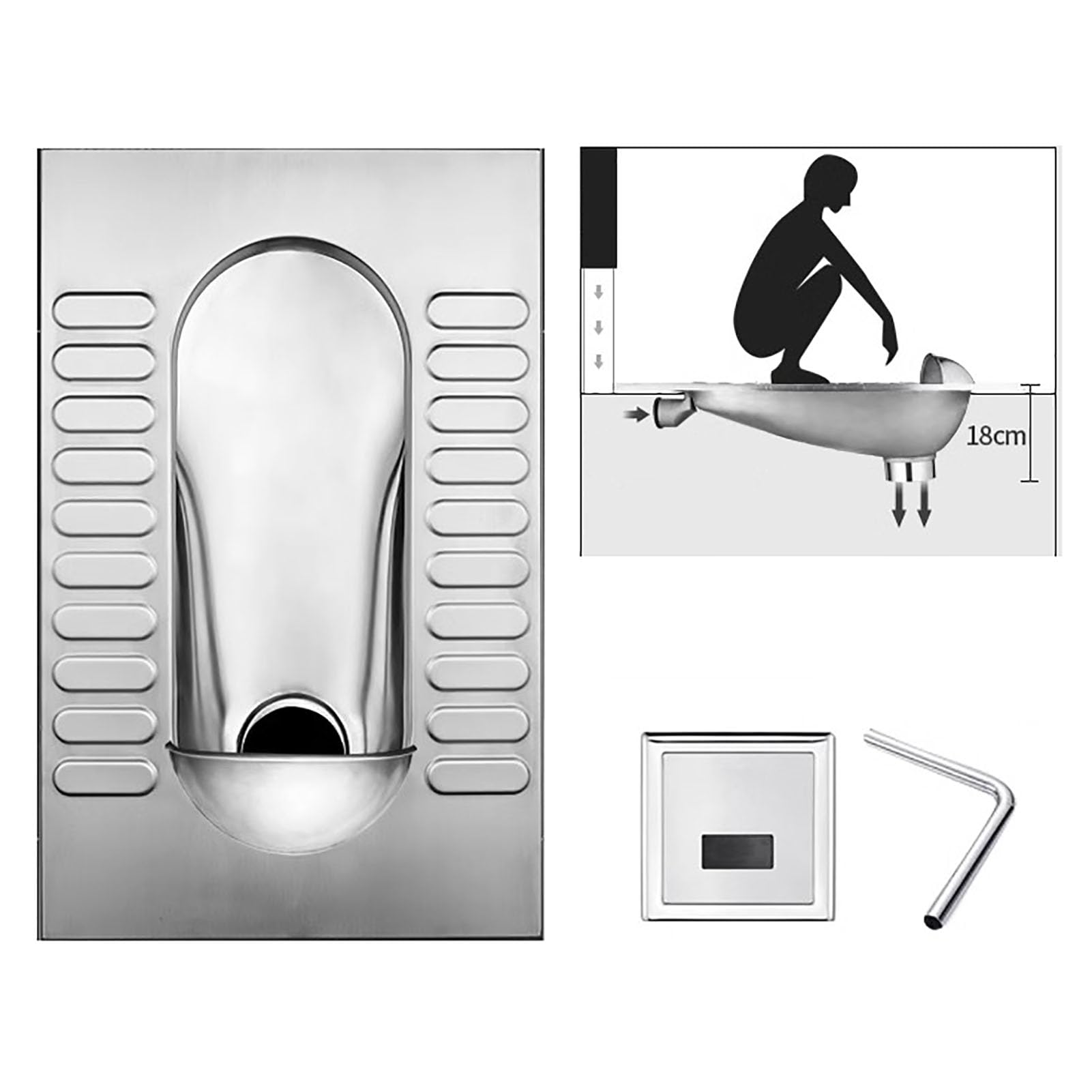 VAYEODEYU 304 Stainless Steel Squat Toilet Odorless Public Restroom(D)