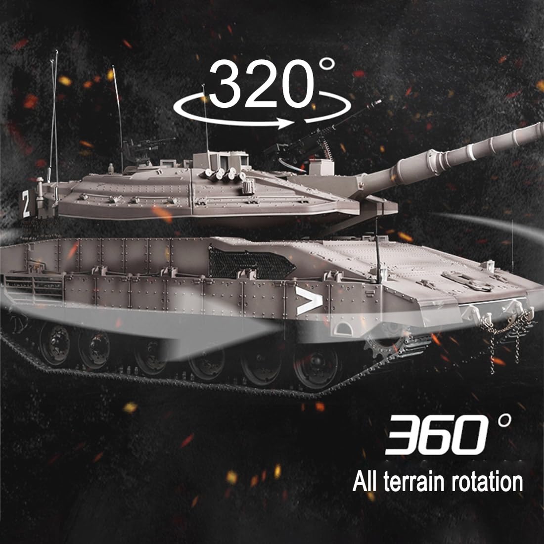 Czołgi RC dla dorosłych, 1/16 Israel Merkava-IV 2,4G RC czołg bojowy na podczerwień model pojazdu wojskowego z dźwiękiem i efektami dymu, zestawy modeli zdalnego sterowania 2,4 G (RTR)