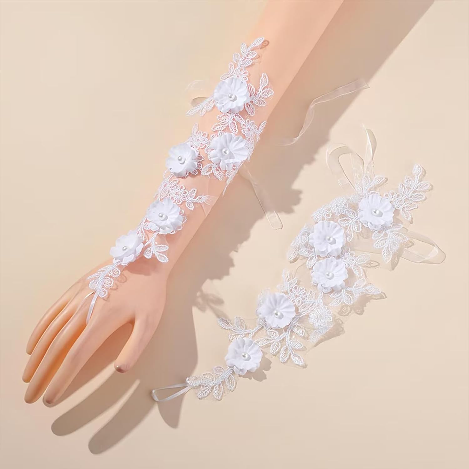 2 Pcs First Communion Veil and Gloves Set for Girls 1st Holy Communion Accessories for Kids Wedding Party Costume