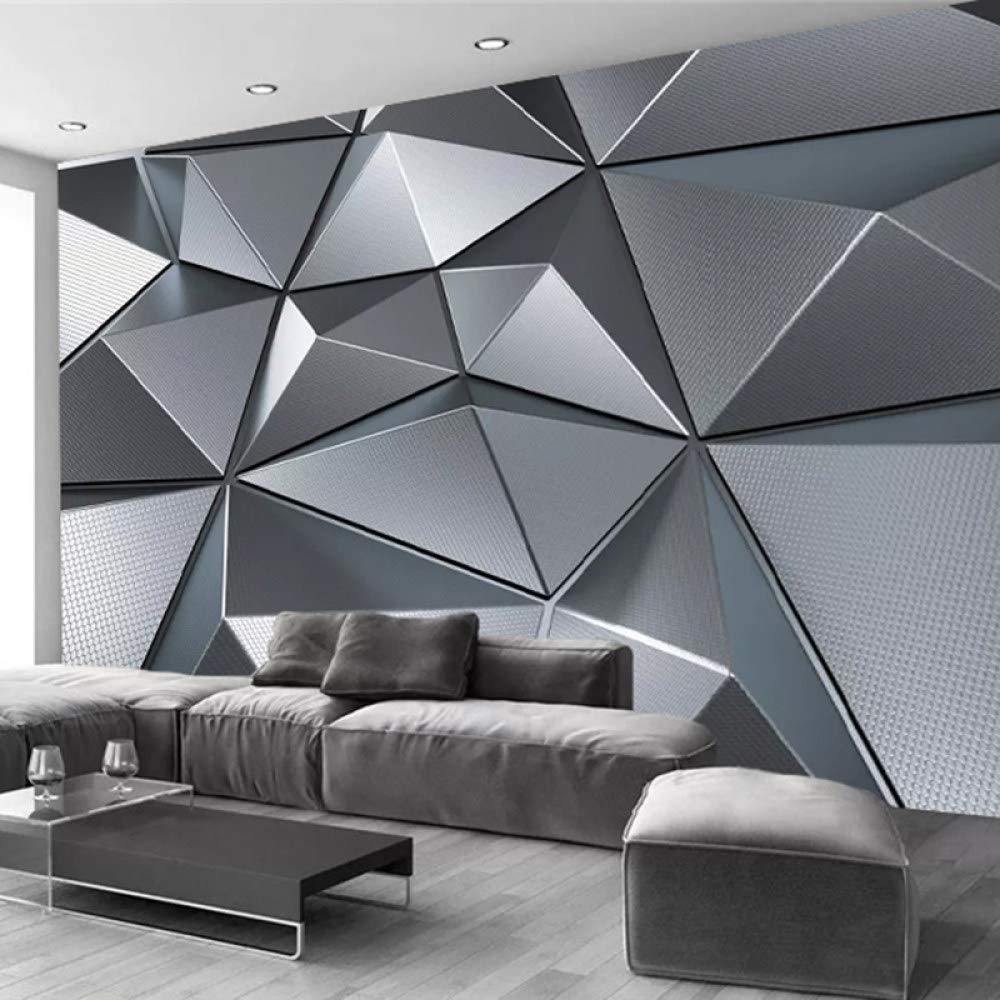 Carta Parati,Moderno Grigio 3D Solido Triangolo Geometria Nordico Grande Carta Da Parati Autoadesiva Buccia E Bastone Carta Di Contatto Staccabile Vinile Murale Adatto Per Soggiorno Decorativo Camer