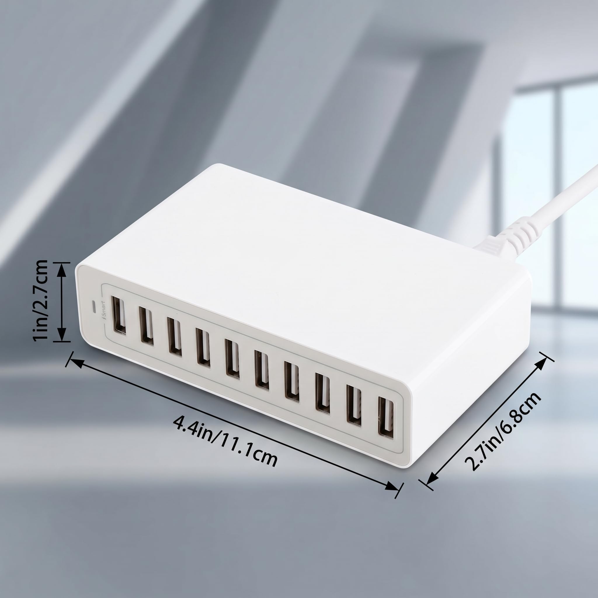 Multi -braty 10 -POorts ładowarka USB 50W 10A Wall Ładowarka Inteligentne Szybkie ładowanie dla Wielu urządzeń (wtyczka UE)