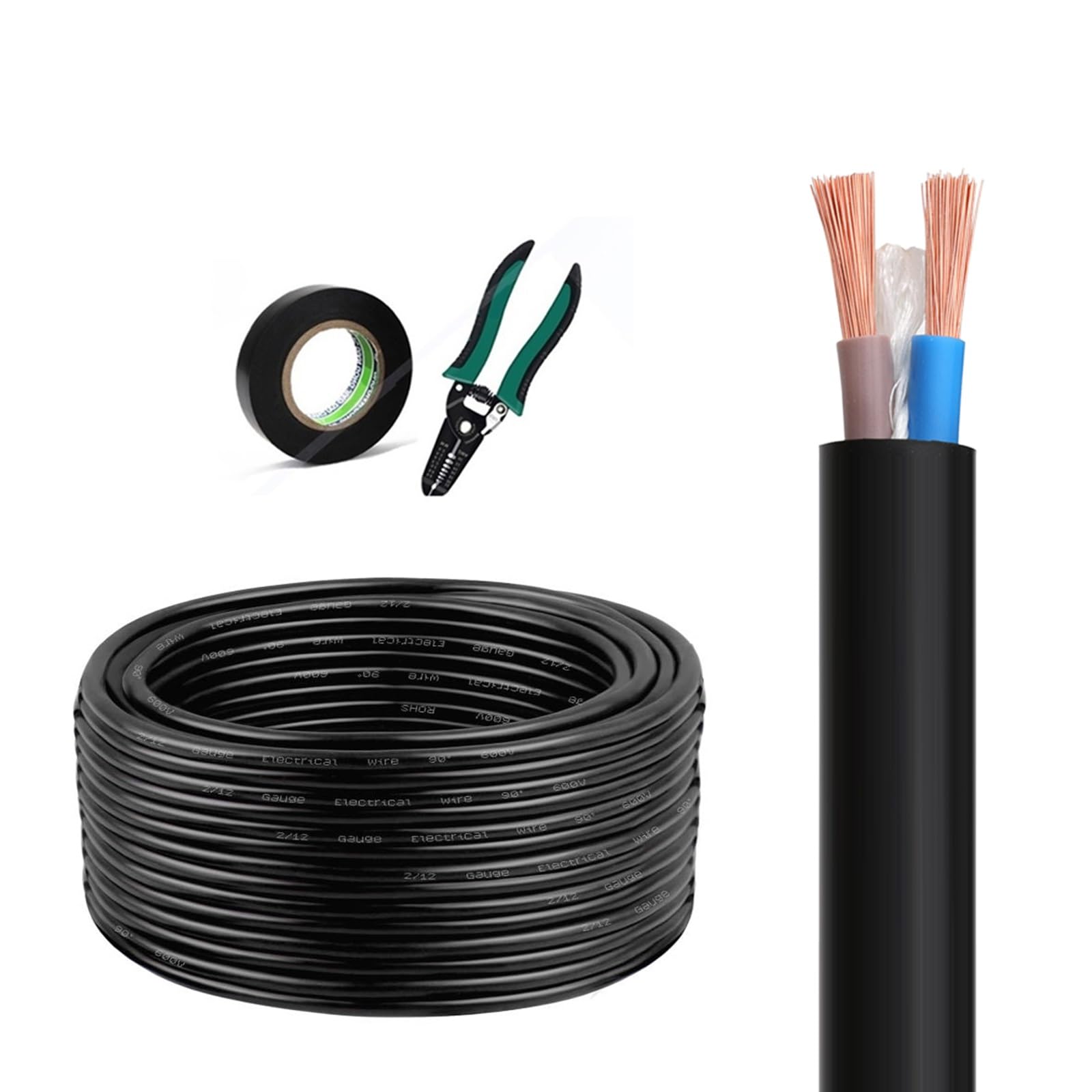 Cable Flexible De Cobre 18/2AWG, 320FT, Con Aislamiento De PVC, 300/500 V(2.5 mm²(14AWG))