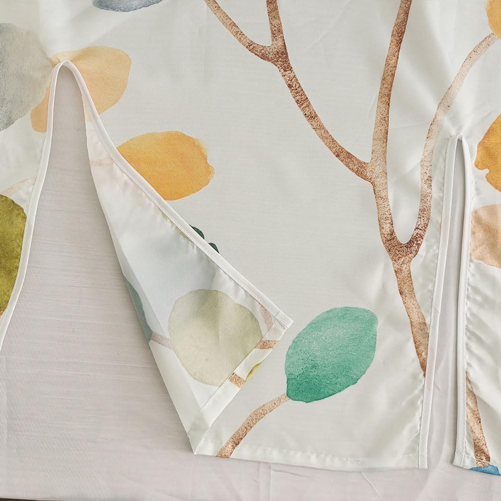 Colorful Leaves Split Shower Curtain for Bath Transfer Benches Transfer Benches Shower Curtain with Two 13.4''-Separated-Away Slits at Bottom,71 x 71 Inches