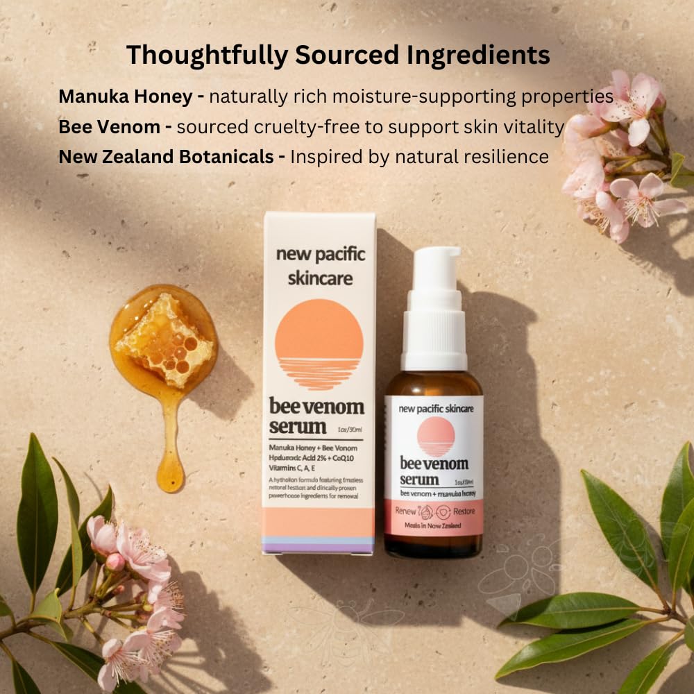 Bee Venom & Manuka Honey 45+ MGO Serum with Retinol - Firming, Anti-Wrinkle Face Serum with Hyaluronic Acid & Vitamin C, 1oz - New Pacific Skincare - Image 5