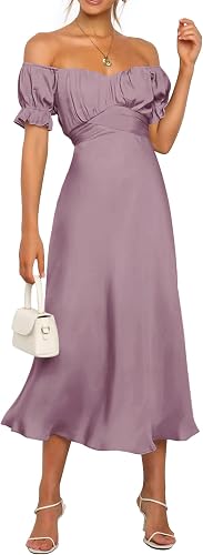 KIRUNDO Women's Satin Summer Wedding Guest Cocktail Dress