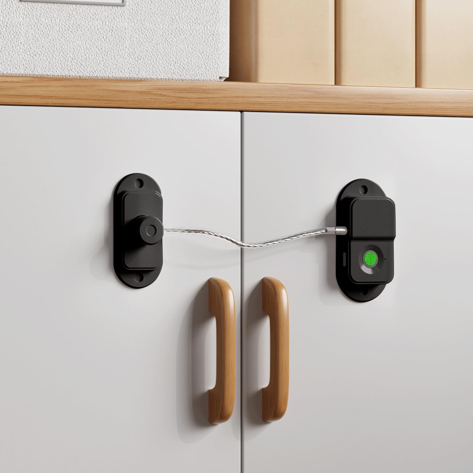 Fingerprint Fridge Lock - No Drilling Adhesive Cabinet Lock for Child & Pet Safety | Quick Unlock, 20 Fingerprint Capacity, Tamper-Proof Design – Fits Drawers, Freezers, Ovens, Toilets & More