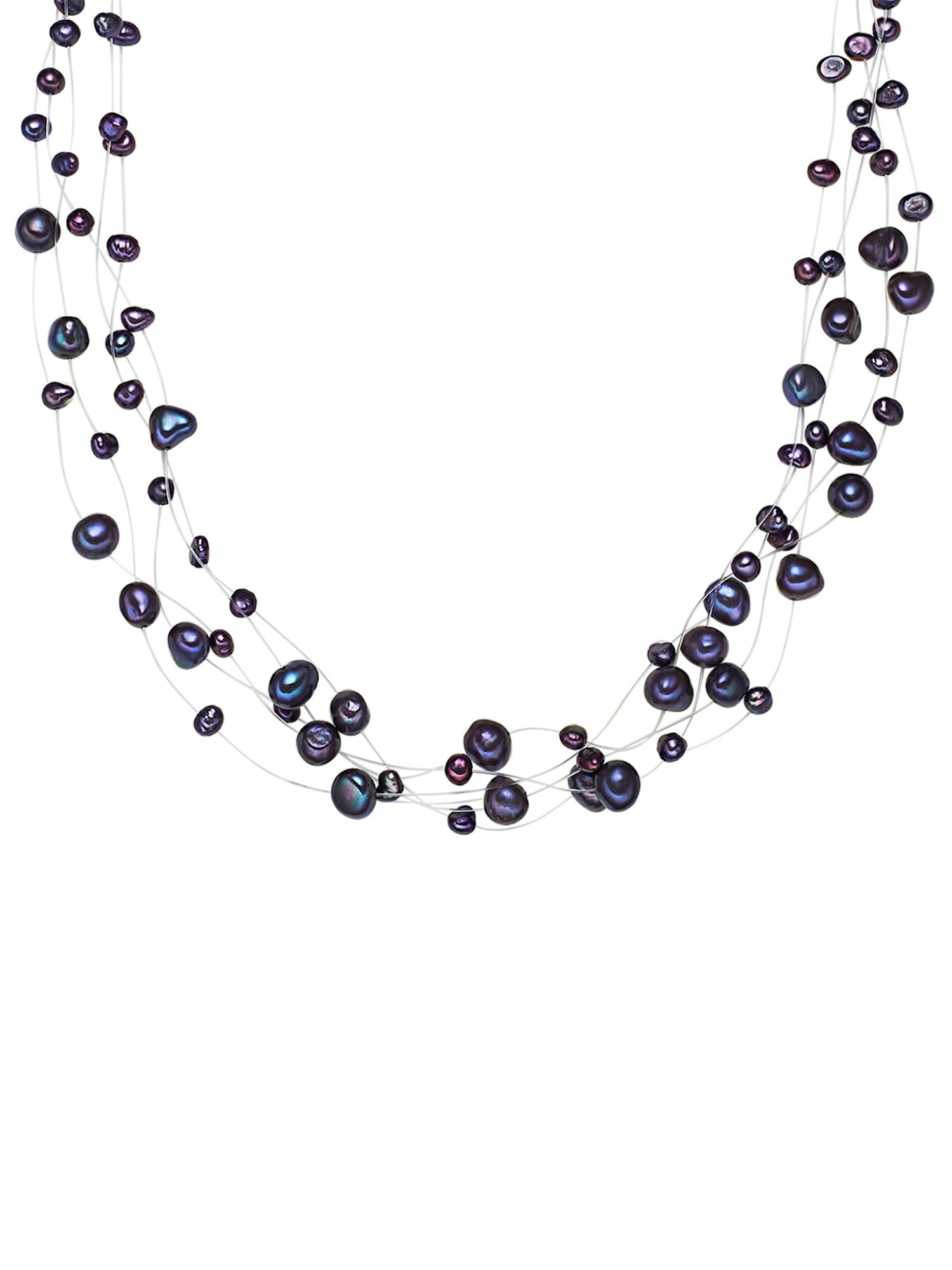 Valero Pearls Catena da Donna in Argento Sterling 925 con rodio con Perle coltivate d'acqua dolce blu scuro 60201649