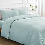 SASTTIE Duvet Cover Queen, 3-Piece Prewashed Ultra Soft Queen Bedding Set - Features Zipper Closure and Corner Ties, Includes 1 Duvet Cover 90x90 Inch & 2 Pillowcases, No Comforter, Light Blue