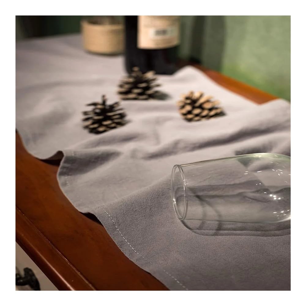 Runner da tavola in cotone in tinta unita, increspato, pieghevole, per cucina, feste, matrimoni, caffè, tavolo da pranzo (grigio, 30 x 360 cm)