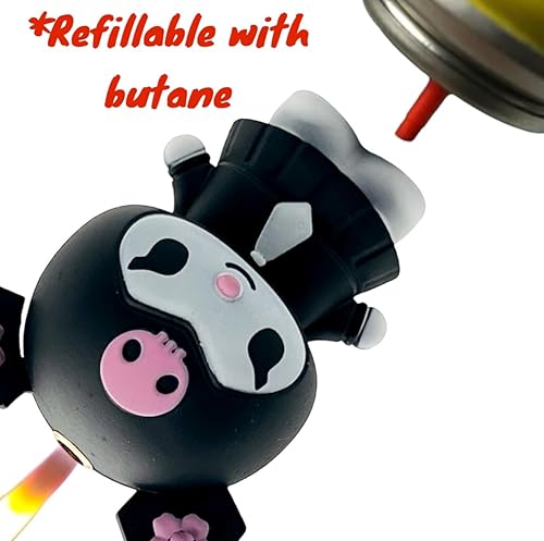 Miniatura 10 de NIVEK Kuromi Y2K Encendedor Llama 3D Llavero Japonés Jester Personaje Kawaii Encendedores Frescos Recargables (corbata rosa)