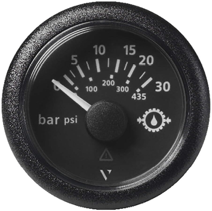 Veratron 52MM (2-1/16") ViewLine Transmission Oil Pressure 30 Bar/435 PSI - Black Dial & Round Bezel