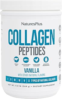 NaturesPlus Collagen Peptides, Vanilla - 0.8 lb Powder - Hair, Skin, Nail & Joint Health, Immune System Support - Non-GMO, Gluten Free - 14 Servings