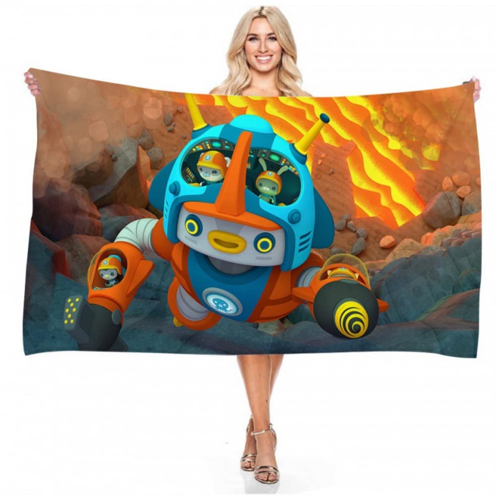 IMFLY Octonuts Beach Towel for Children, Gift Children's Towel for Boys and Girls, Children's Beach Towel with Hood, Soft and Absorbent, Bath Towel (C, 80 x 160 cm)