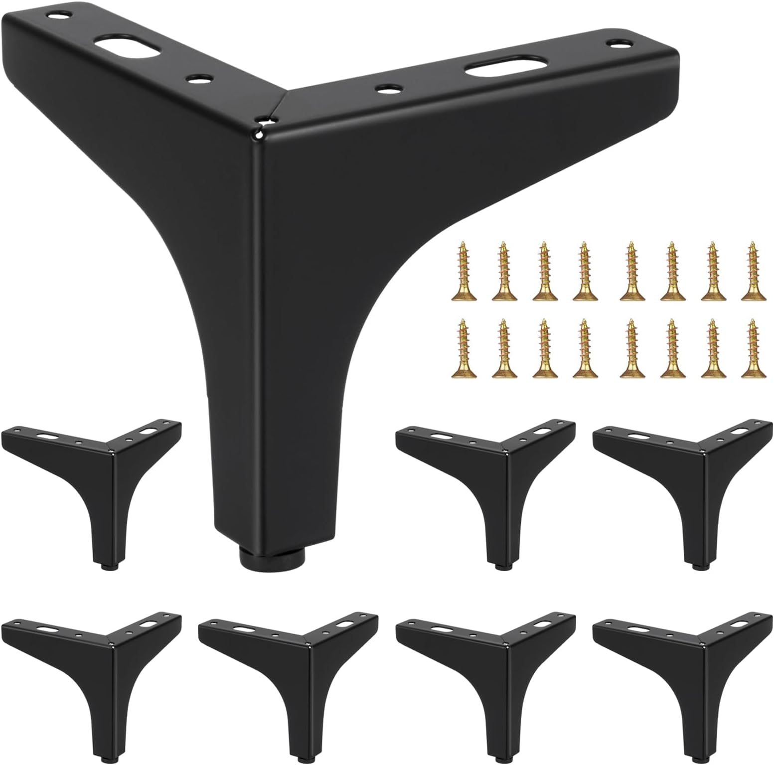 Komokeru 4 Inch Metal Furniture Legs, Black Furniture Feet Legs for Furniture Set of