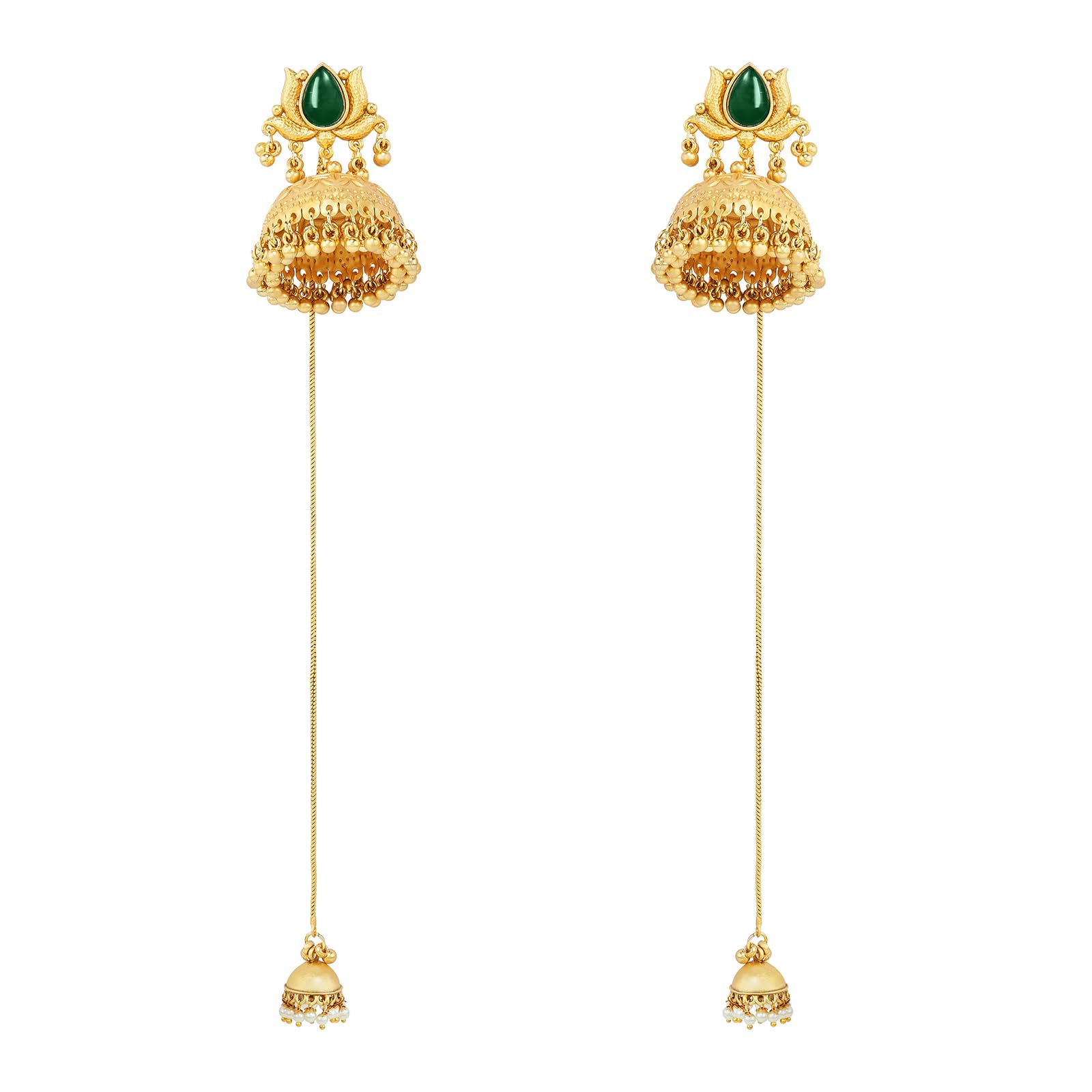 teejh Gulis Gold and Green Ghungroo Jhumkas-picture-6