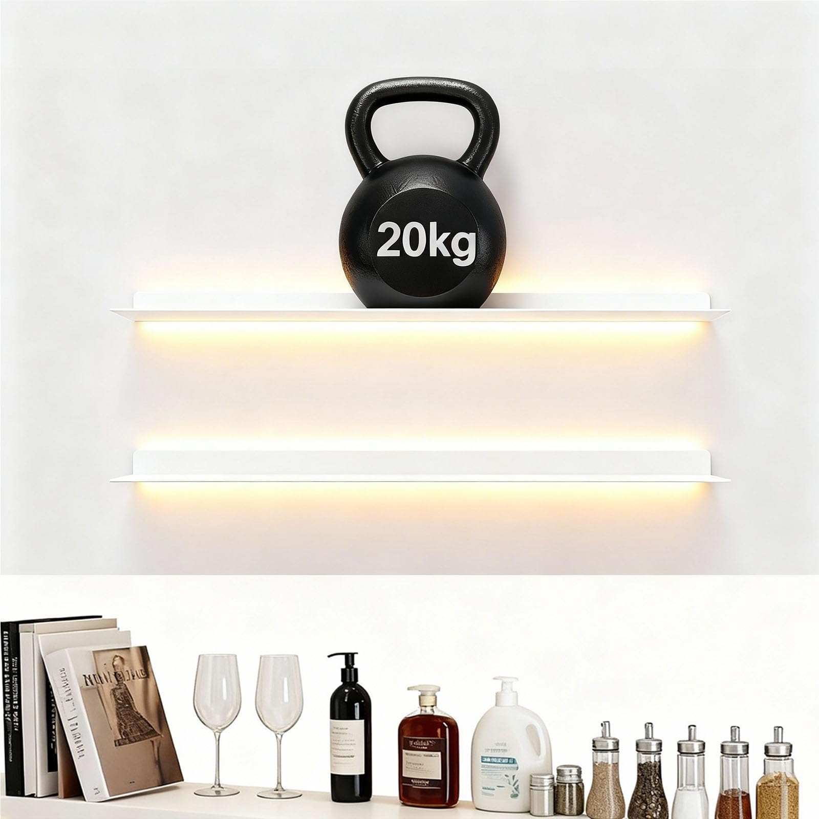 Étagère flottante à LED en métal pour salon épuré