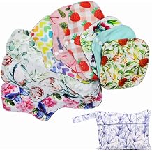 Random Prints Adjustable Snaps Reusable Menstrual Pads - 9 pcs Three Size Cloth Sanitary Pads with 1 Bag