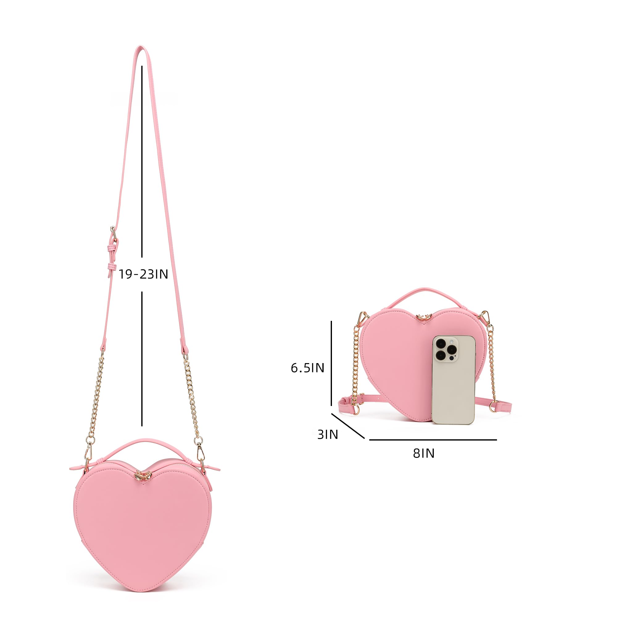 lola mae Heart Shape Satchel Crossbody Purse for women Zip Around Shoulder Bag