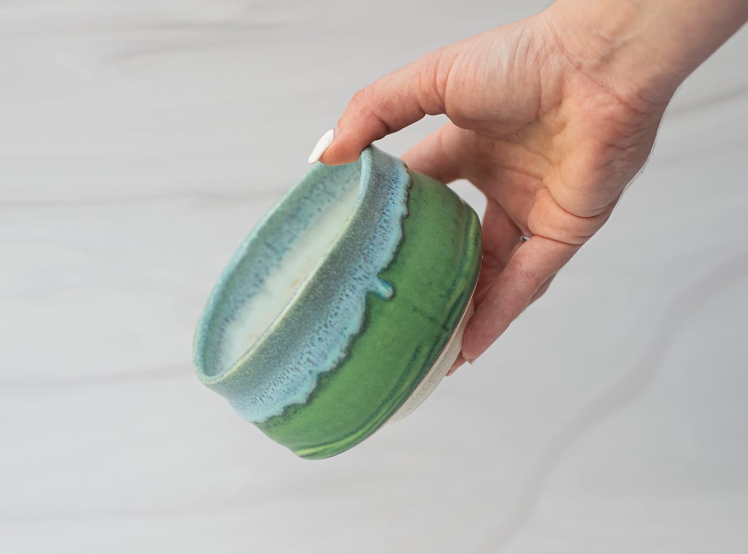aprikalife - Traditional Japanese Matcha Tea Bowl, Handcrafted Ceramic, Tea Ceremony Cup, Blue & Green Deep Sea Glaze