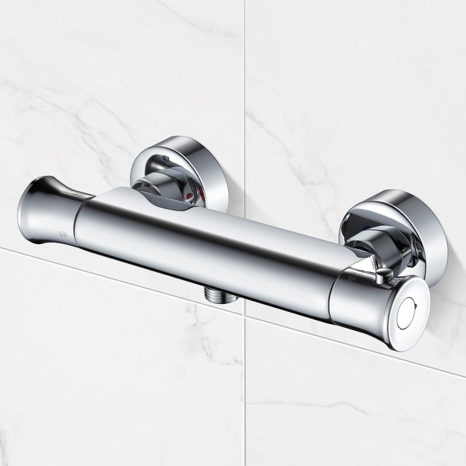 Namuoto Mitigeur Douche Thermostatique Robinet Thermostatique de Douche pour Salle de Bain, Anti-brûLure 38℃ avec Bouton, Chrome