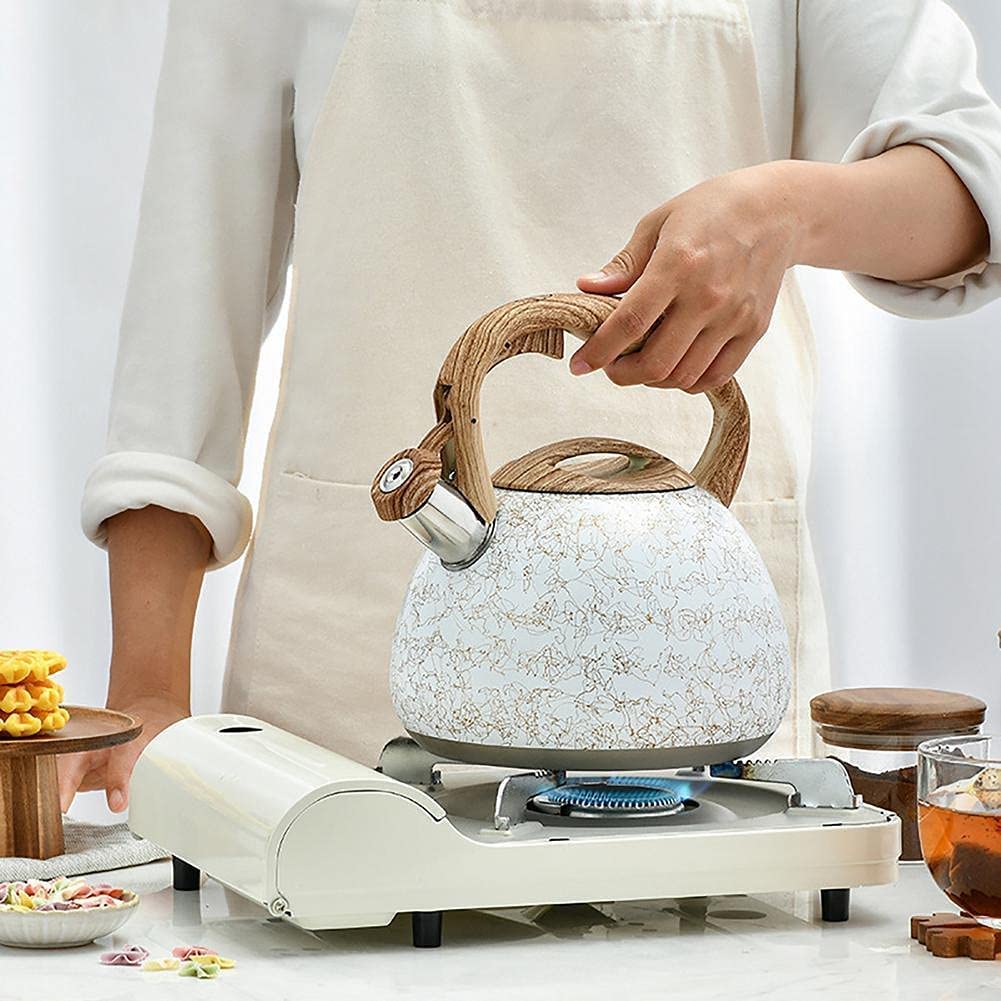 Czajnik Indukcja 2.8L gwizdający czajnik do herbaty ze stali nierdzewnej drewniany uchwyt kuchenka gazowa kuchenka indukcyjna czajniczek kuchenny czajnik wodny Czajnik Na Kuchenkę