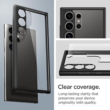 Spigen Galaxy S24 Ultra ile Uyumlu Kılıf Ultra Hybrid Sararmaya Dayanıklı Siyah Şeffaf Kapak - ACS07295 (Spigen TR Garantili)