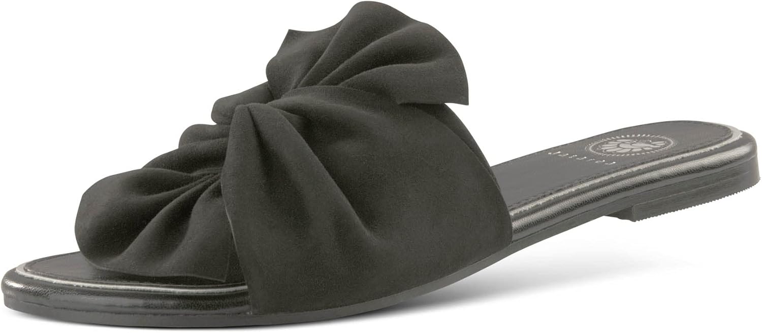 JATAREA Women’s Slip-On Leather Flat Sandals with Round Open Toe | Classic and Trendy Slippers