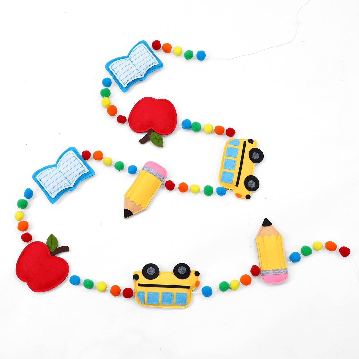 Croblissful Back to School Felt Garland Classroom Pom Pom Decorations