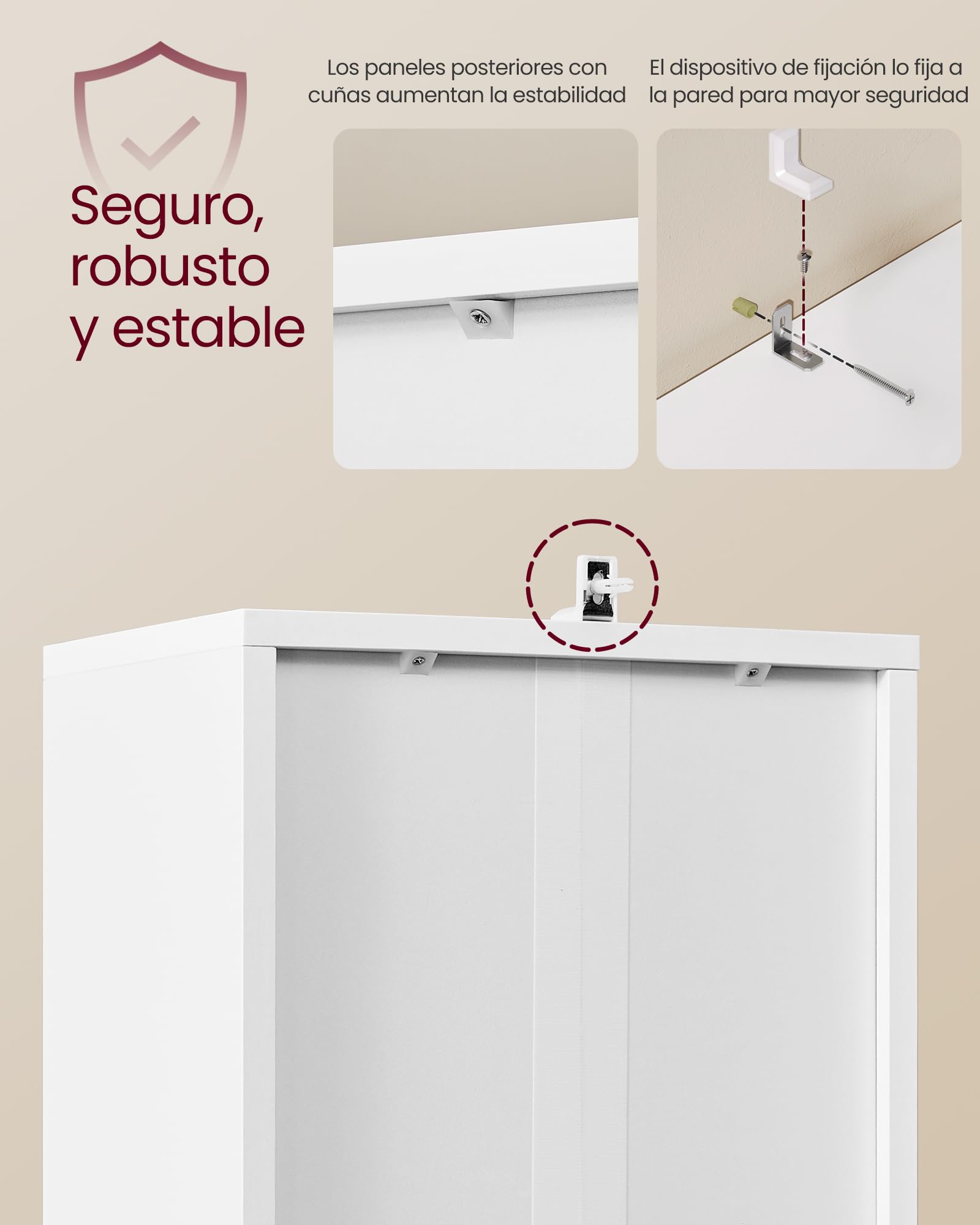 VASAGLE Librería, Estantería Vertical de 6 Niveles, con Puerta, 24 x 31,8 x 175 cm, para Salón, Estudio, Oficina, Comedor, Blanco Nube LBC401W01