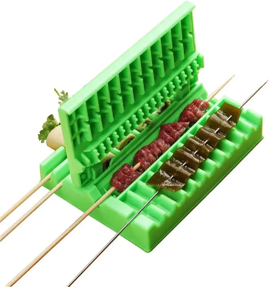 Máquina de espetos de carne para churrasco multifunções, dispositivo de barba, caixa de espetos de carne rápida e portátil para espetos, ferramenta para fazer kebab, ferramenta para churrasco