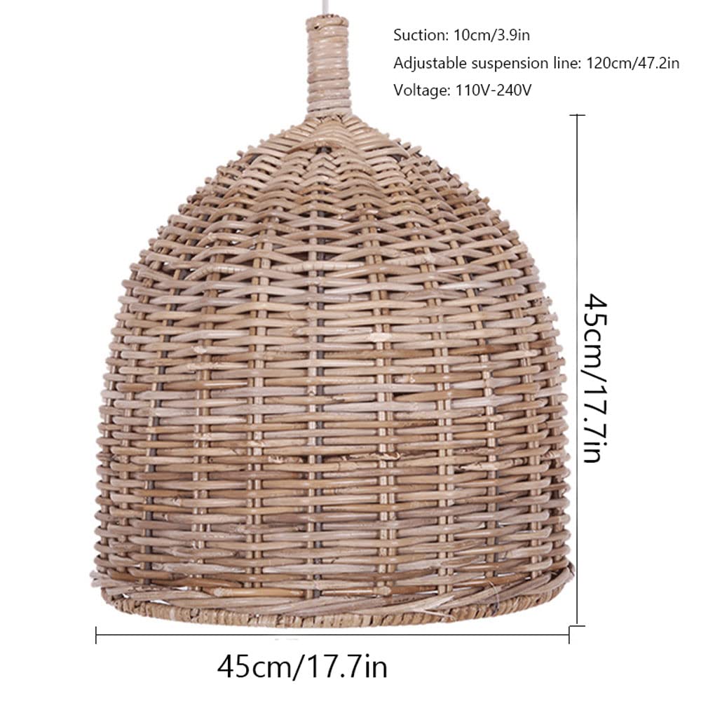 Lampadario da Fattoria da 1 Confezione Lampada A Sospensione in Rattan, Luci Decorative Boho Lampade A Sospensione in Vimini, Lampade A Sospensione E27 Isola Cucina per Soggiorno