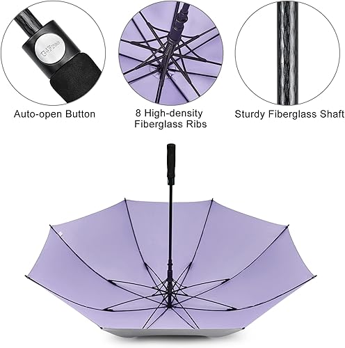 Miniatura 5 de G4Free Paraguas de golf con protección UV a prueba de viento de 5462 pulgadas, extra grande, recubierto de plata, apertura automática, paraguas largo