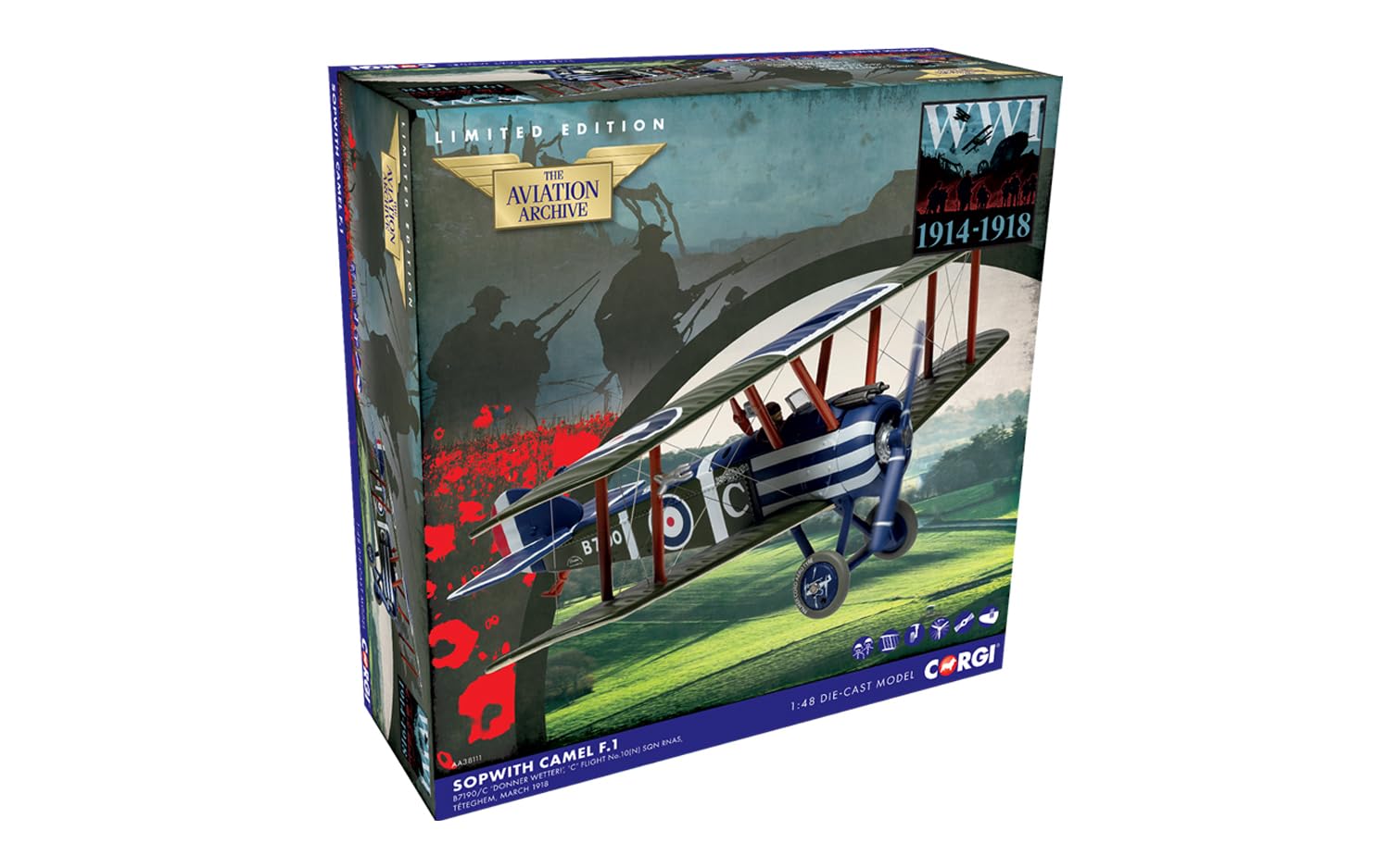 Corgi AA38111 Sopwith Camel F.1 - B7190/C - Donner Wetter! - Druckguss-Modell für Erwachsene, ab 14 Jahren, Sammler