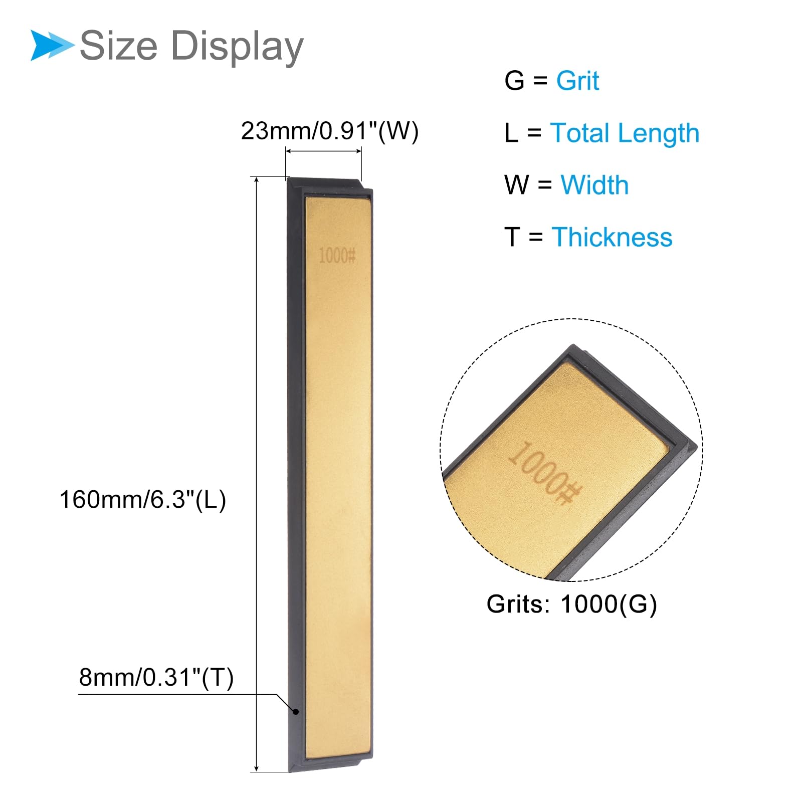 CoCud Diamond Sharpening Stone, 1000 Grit 6" x 0.8" Total Size, Titanium Coated Whetstone Sharpener Abrasive Tool - Image 2