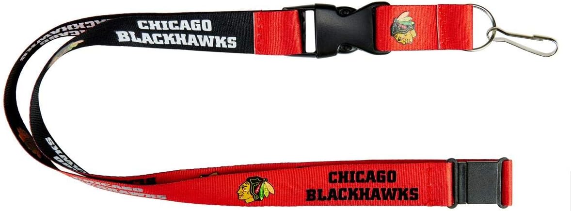 aminco NHL Chicago Blackhawks Team Reversable Lanyard, Logo Lapel Pin, and Metal Keychain Gift Bundle