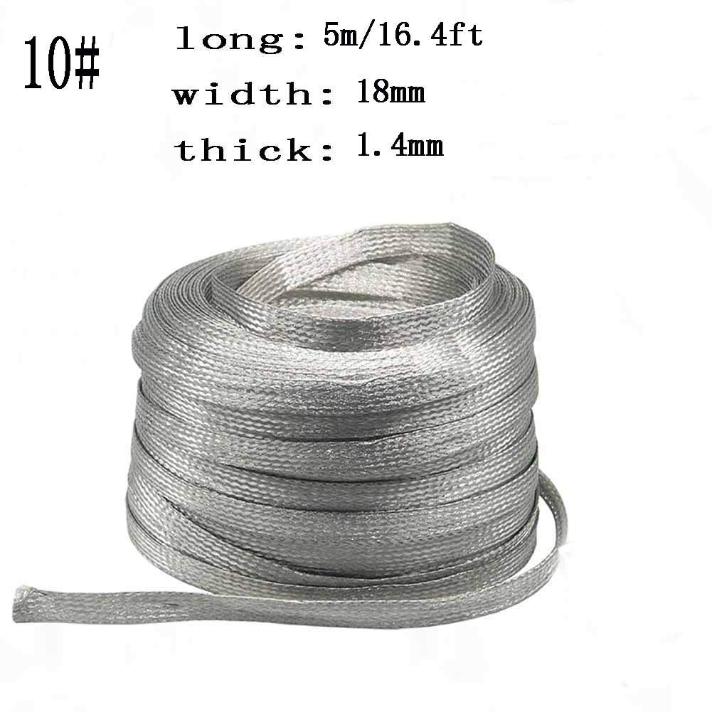 Geflochtenes Erdungsband, 10 Gauge geflochtenes Erdungsband aus verzinntem Kupfer, 1,4 mm x 18 mm x 5 m