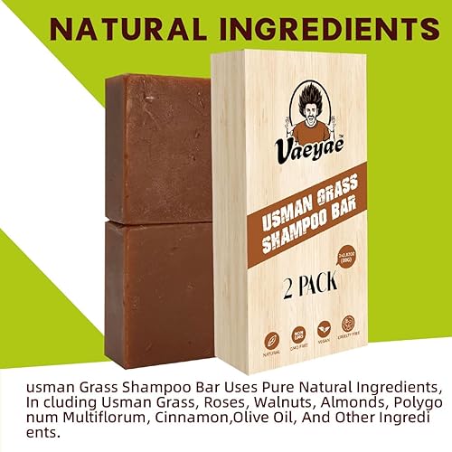 Miniatura 3 de Usman Grass - Barra de champú sólido oscuro para el crecimiento y el oscurecimiento del cabello, productos inversos para pérdida de cabello gris y