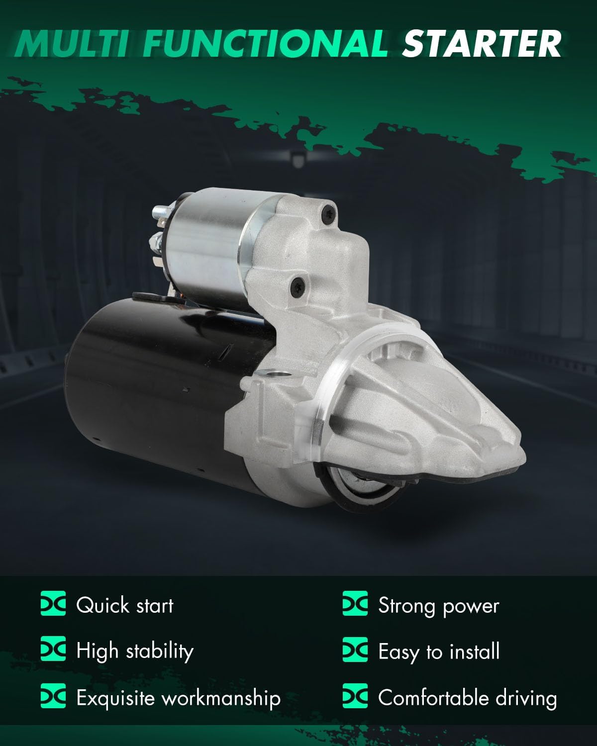 SCITOO Starter Motor fit for Ford for Transit 2.2L 2007-2015,for Ford for Transit 3.7L 2015,for Ford for Transit Custom 2.2L 2014-2015 Replacement Starter 33243