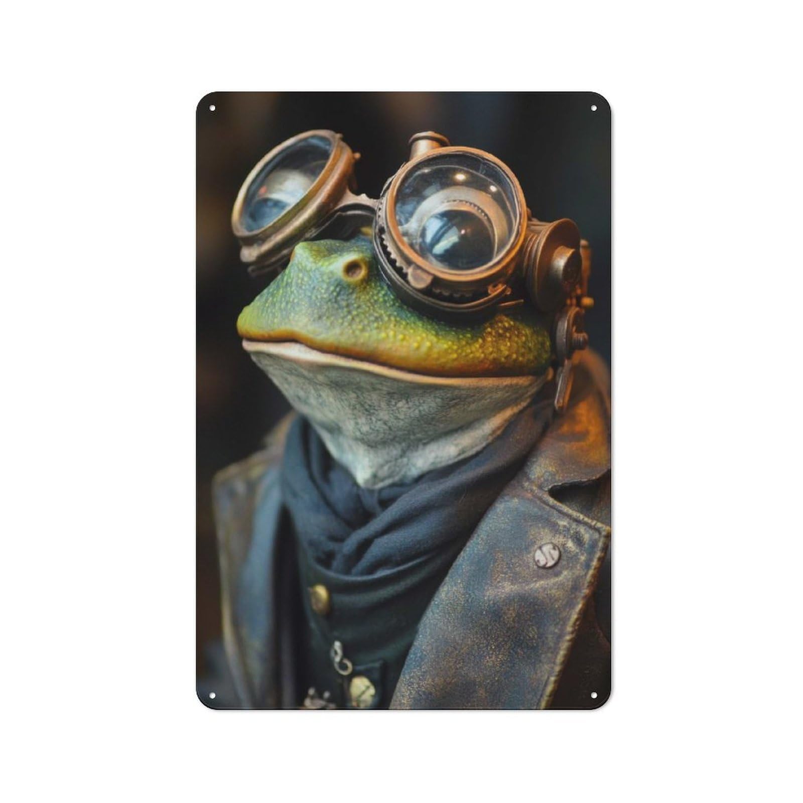 Junmoney Funny And Cool Steampunk Frog Retro Metal Sign 30X20cm For Garden Room Or Summerhouse, For Garden Room Decor Fans