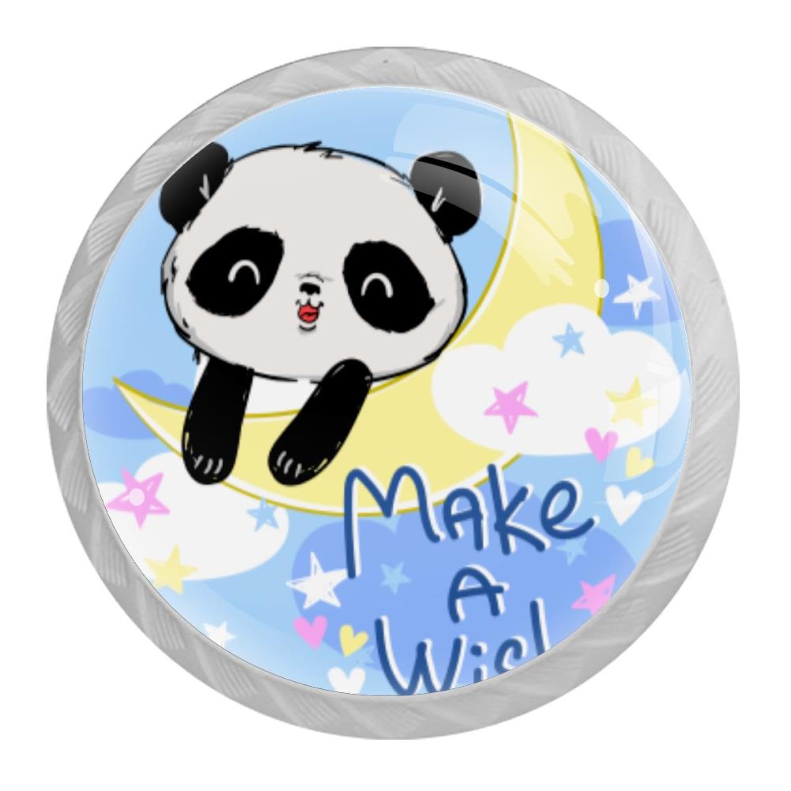 Tqmspg 4 Pieces Drawer Pulls Panda Door Knobs Dresser Handles for Kitchen Wardrobe Cupboard Hardware Furniture
