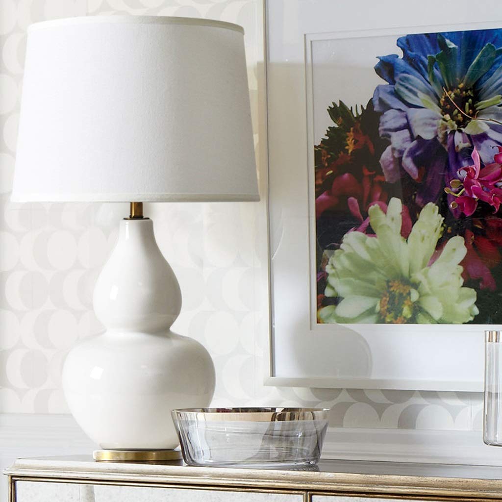 Lampade da tavolo in ceramica, Bianco zucca Lampada da tavolo for comodino Comodino Camera da letto, americano Semplicità Desk Lamp con tessuto bianco Ombra 25 '' Altezza