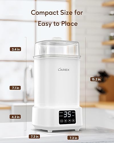 Miniatura 7 de Larex Esterilizador y secadora de biberones, esterilizador eléctrico compacto para biberones, esterilizador de biberones y secadora para biberones,